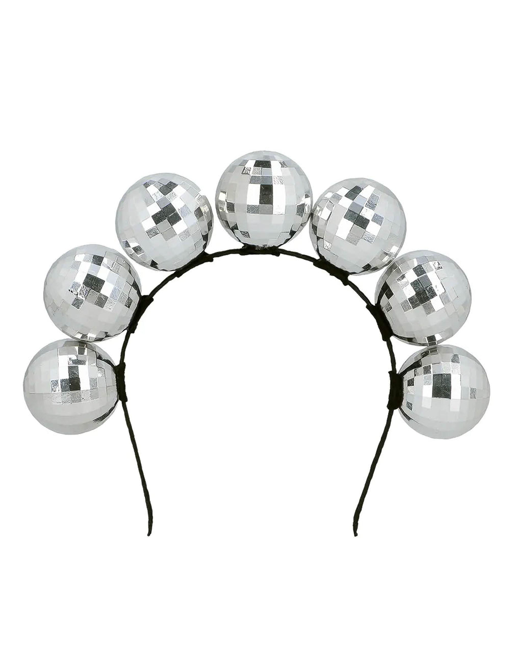 Vue de face du serre-tête boules disco pour adulte