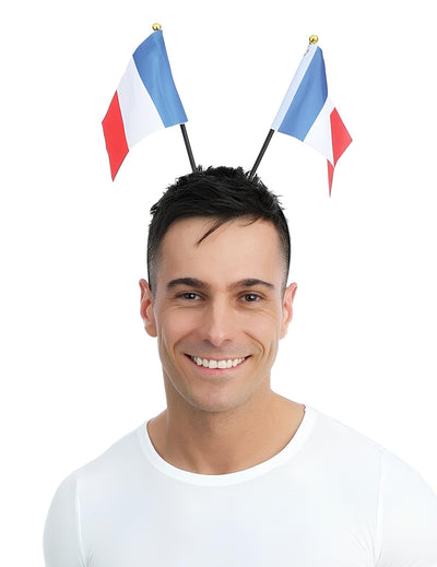 Serre-tête drapeaux français pour adulte bleu blanc rouge