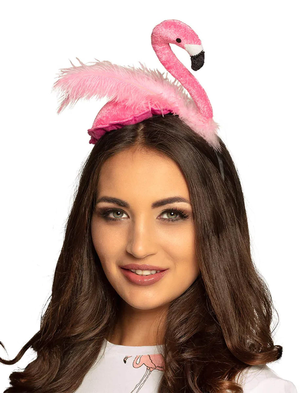 Prednji prikaz trake za kosu flamingo