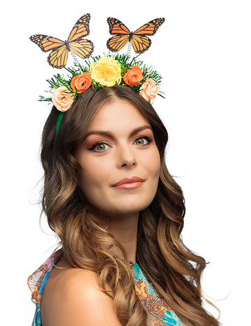 Traka za glavu za odrasle s cvijetom i leptirom
