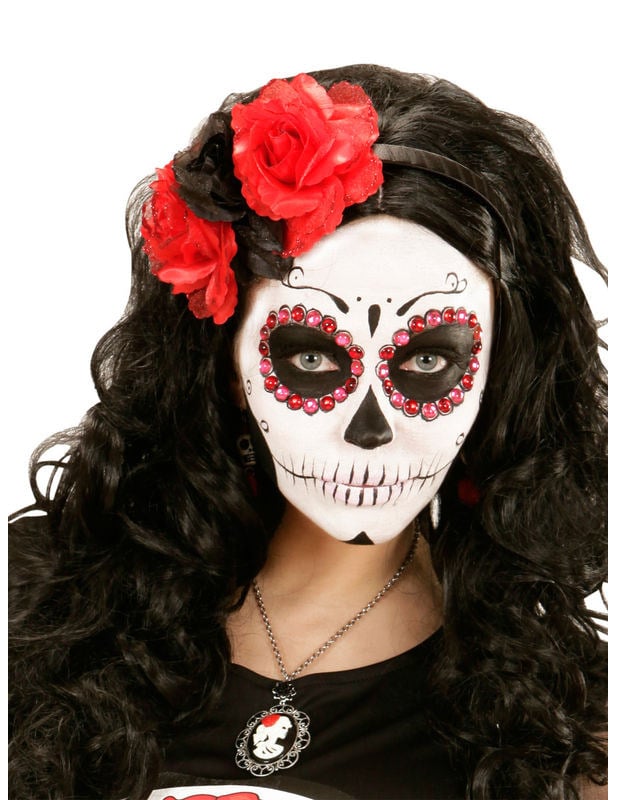 Vue de face du serre-tête Dia de los muertos pour femme