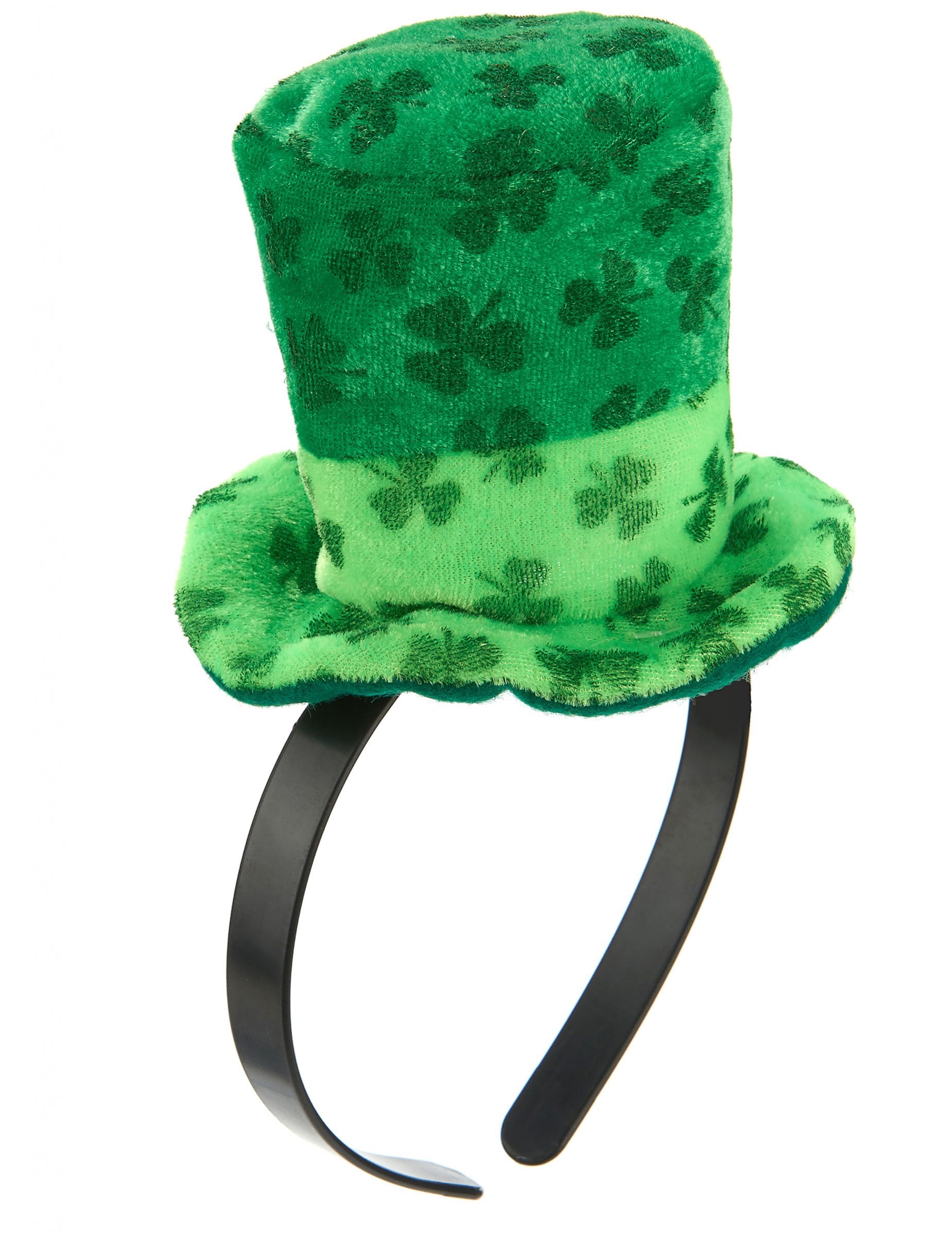Vue de profil du serre-tête mini chapeau velours trèfles pour adulte