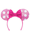 Serre-tête Minnie pour enfant rose à pois blanc avec sequins