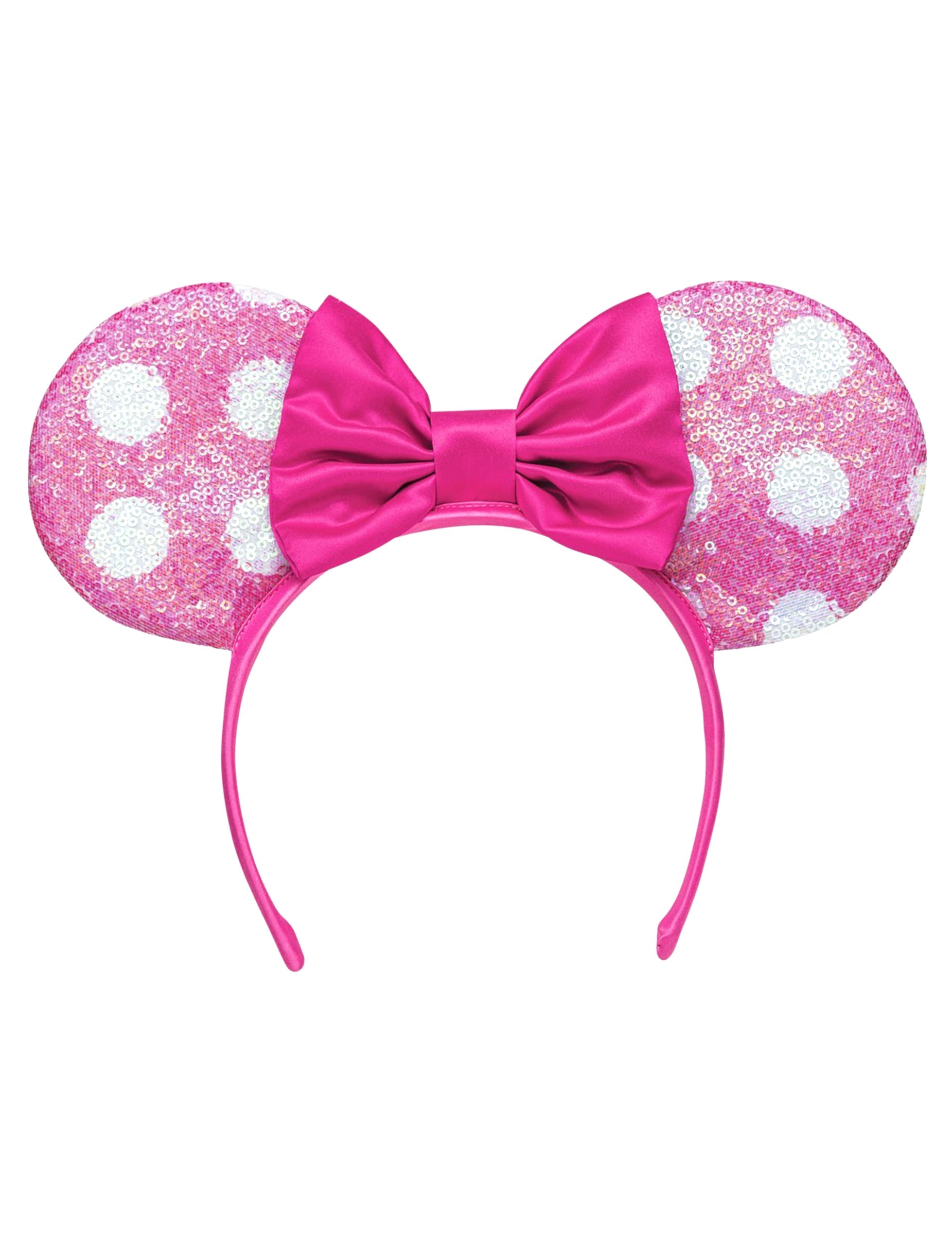 Serre-tête Minnie pour enfant rose à pois blanc avec sequins