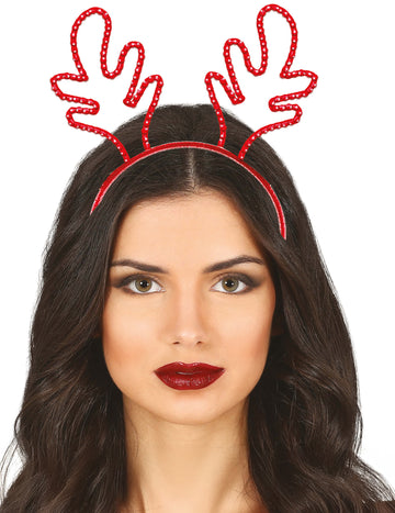 Božićna traka za glavu s sobovima i crvenim cirkonima