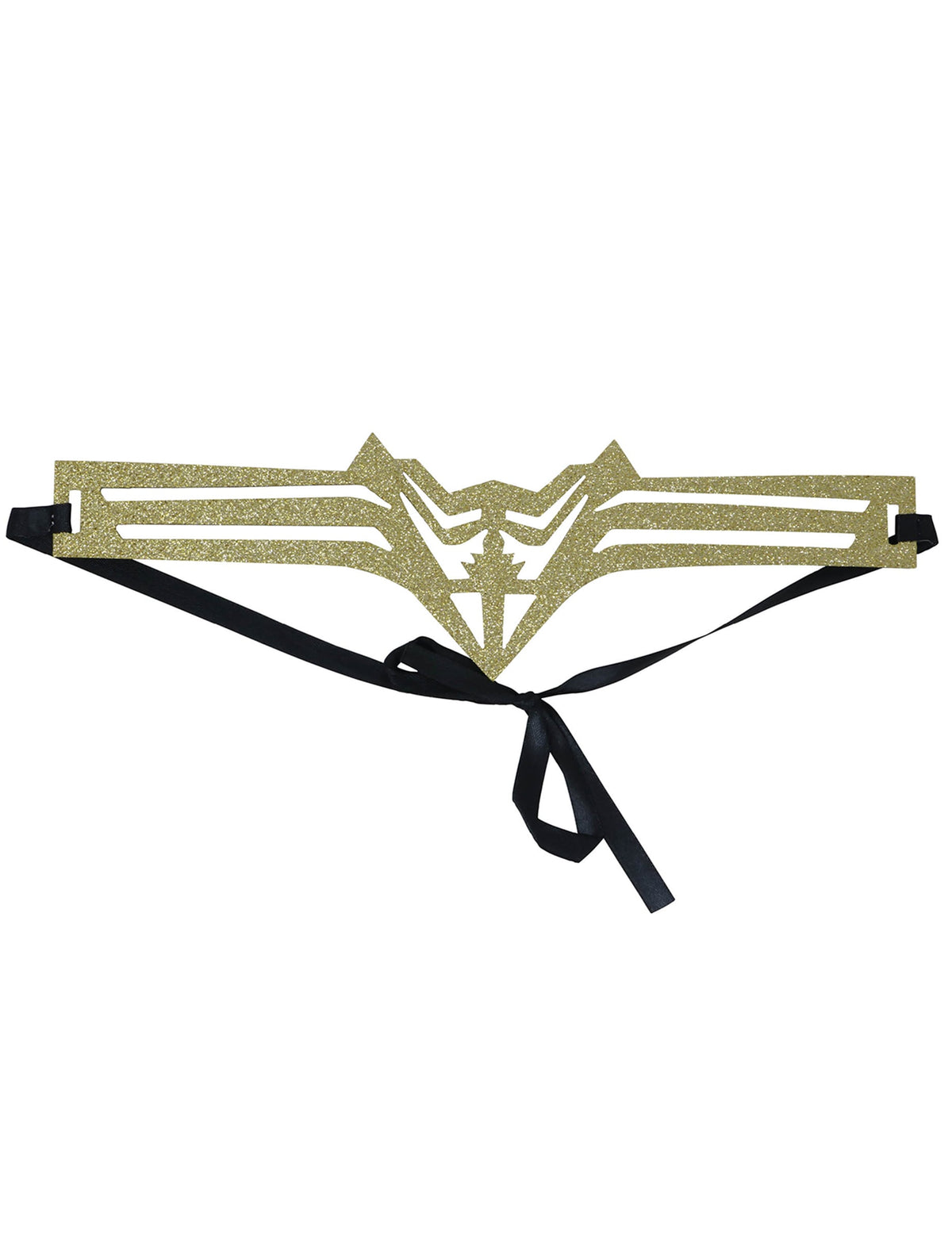 Détail du ruban d'attache noir du serre-tête super héroïne