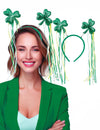 Serre-tête trèfles avec rubans St Patrick pour femme vert à paillettes