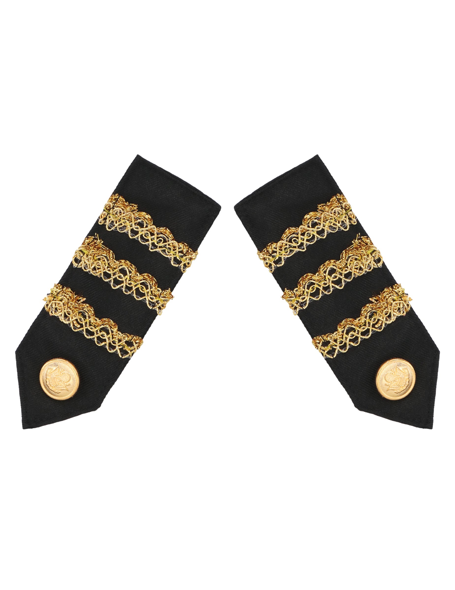 Épaulettes noires et dorées du set accessoires capitaine pour adulte
