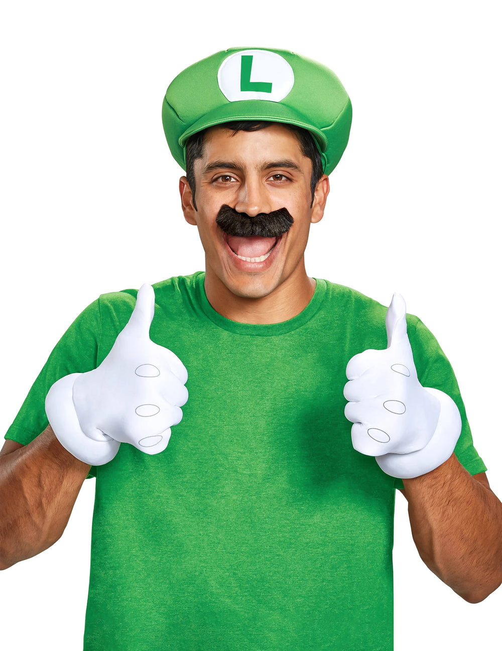 Set accessoires Luigi™ pour adulte vert et blanc avec casquette, moustache et gants