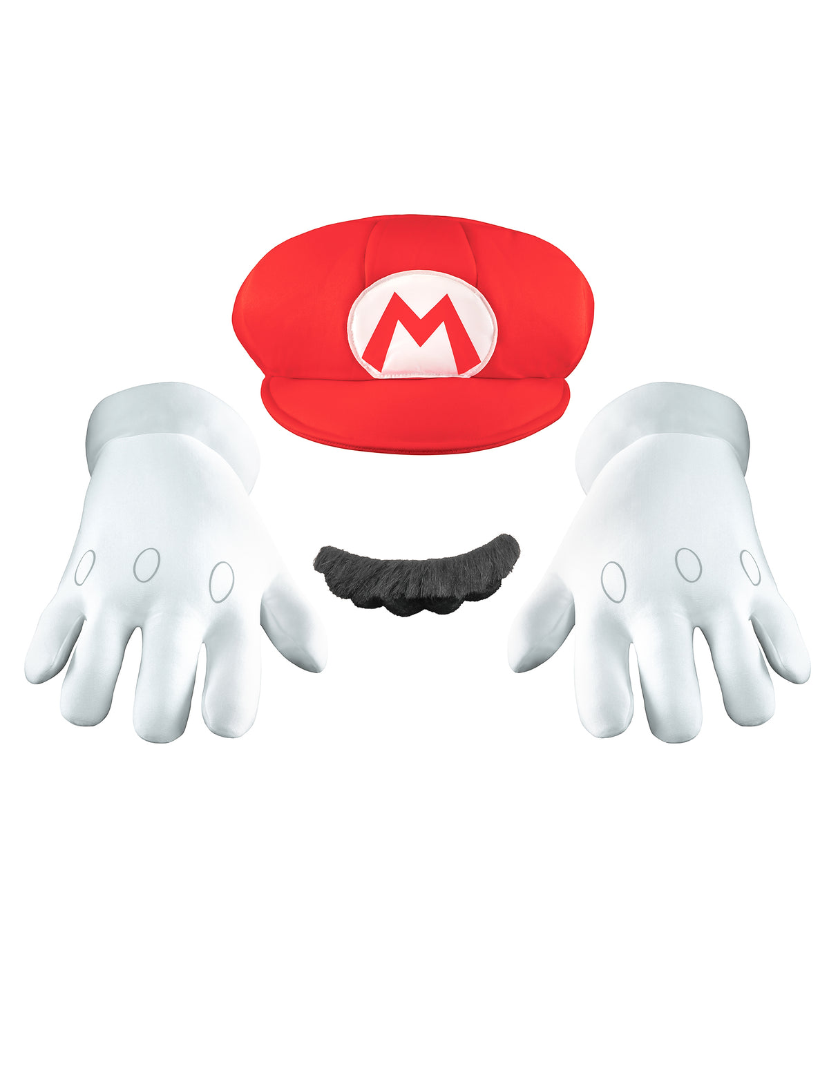 Set accessoires Mario pour enfant rouge et blanc avec moustache noire