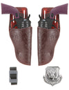 Set de 2 pistolets cow boy pour enfant avec holsters marrons et insigne de shérif