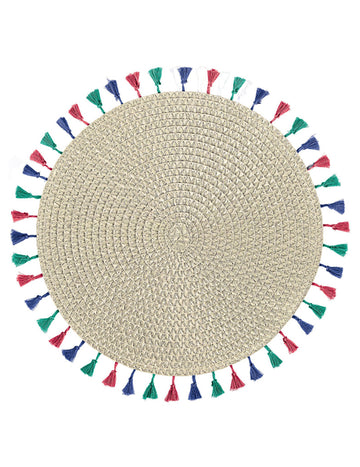 Boho vibes pom-pom podmetač 38 cm bež okrugli