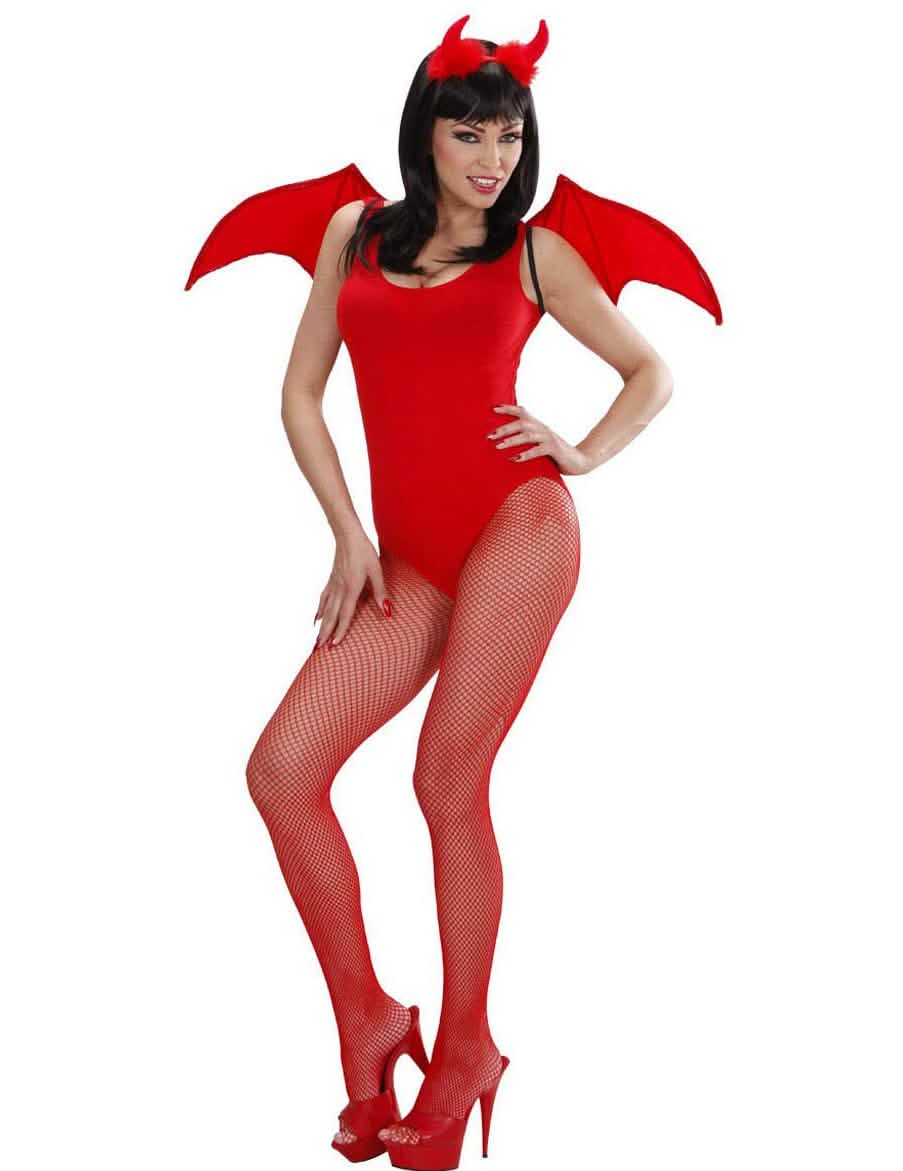 set crvenog demona za halloween za ženu s krila i rogovima