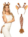 Set de girafe pour adulte marron et blanc avec serre-tête et queue