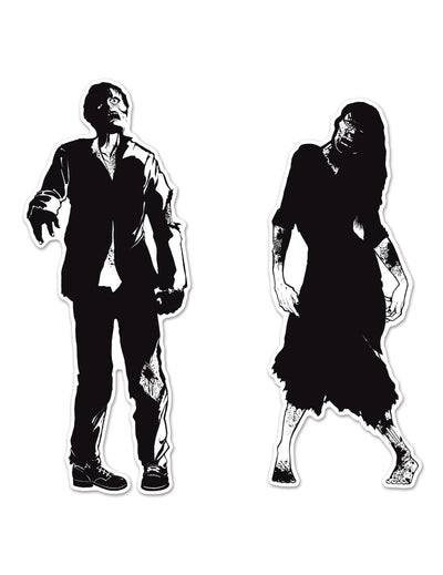 Silhouettes en carton zombies pour décoration noir et blanc