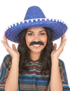 Plavi sombrero s odraslim pompom obrubom