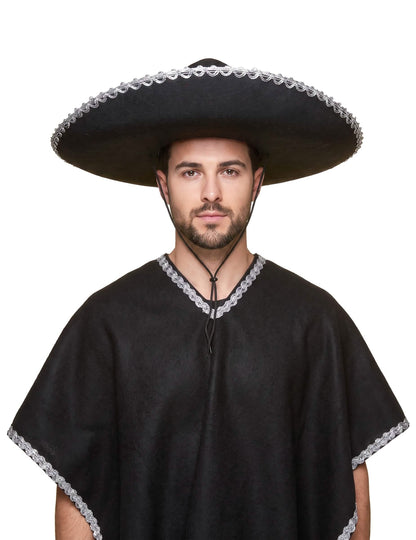 Crni sombrero srebrni obrub odrasla osoba