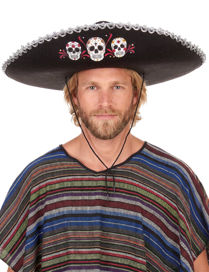 Crni sombrero dia de los muertos odraslih srebrnih završnica