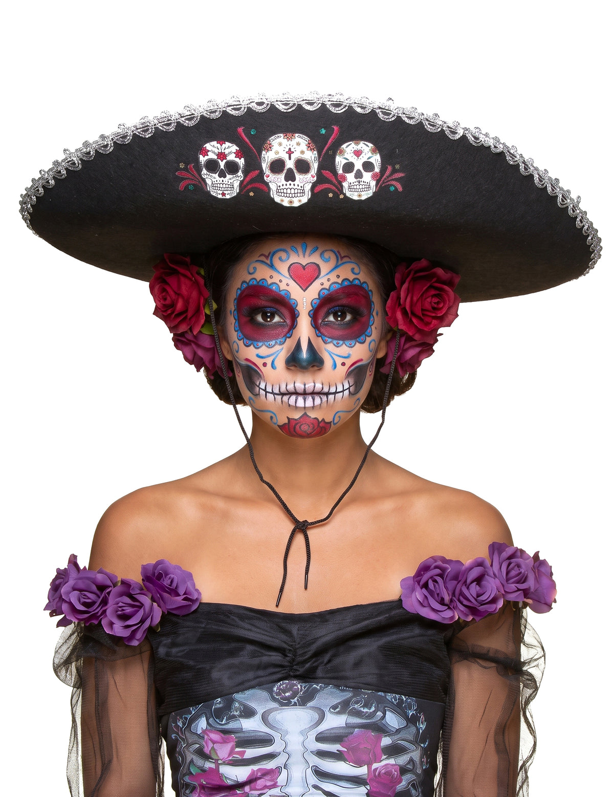 Crni sombrero dia de los muertos odraslih srebrnih završnica