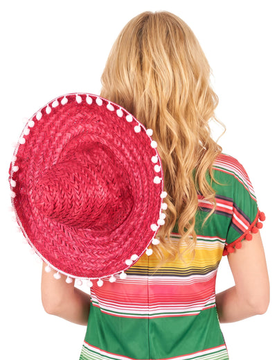 Crveni sombrero s odraslim pompama