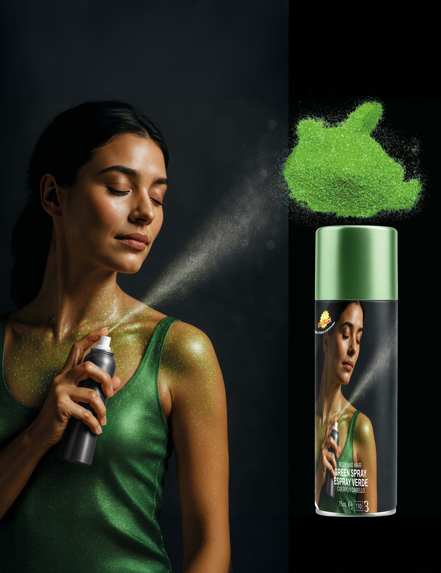 Glitter karoserijski sprej zeleno 75 ml