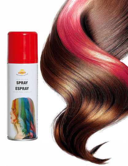 Detalj prikaza crvene boje na pramenu spreja za kosu