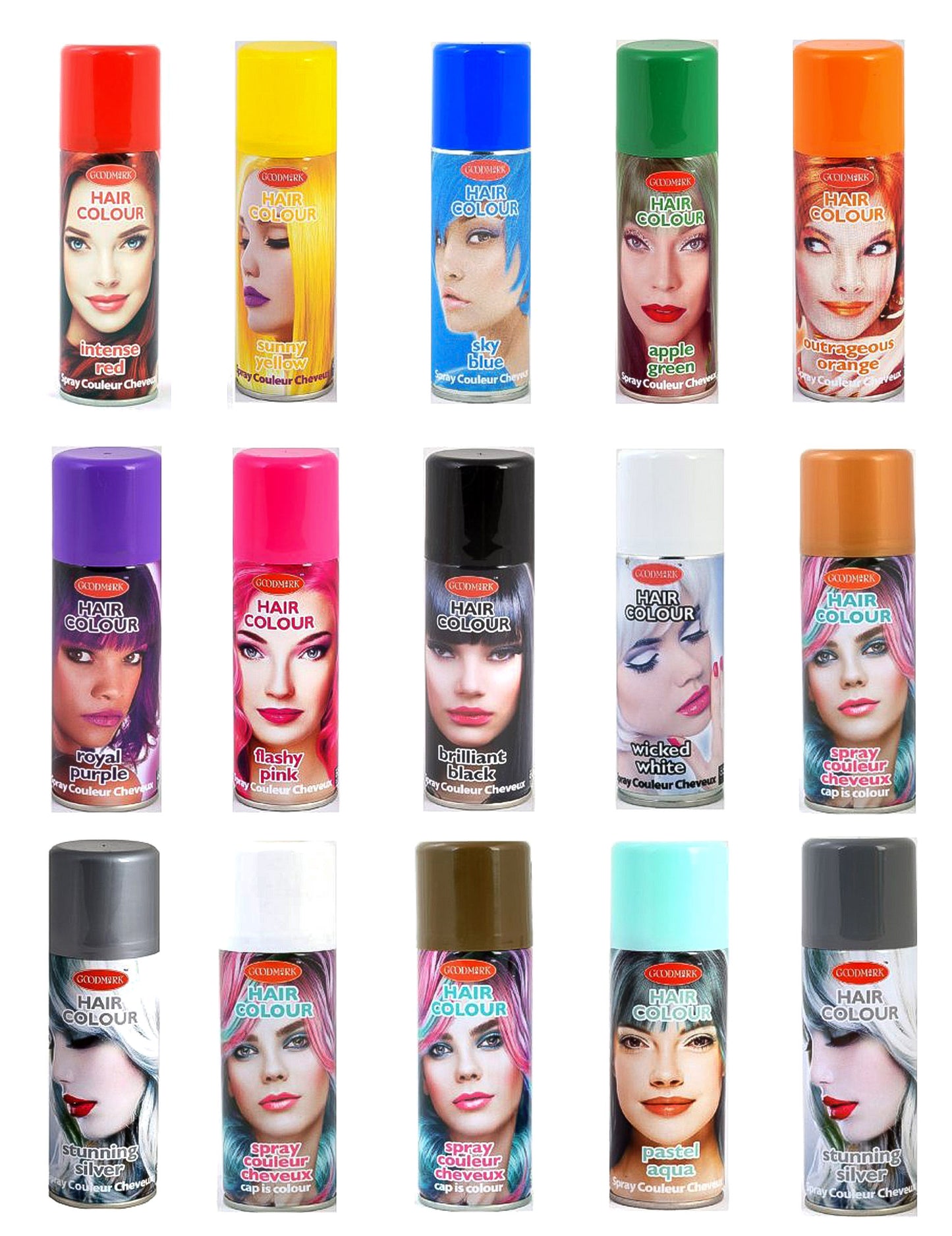 Sprej za kosu u raznim bojama, izbor boja