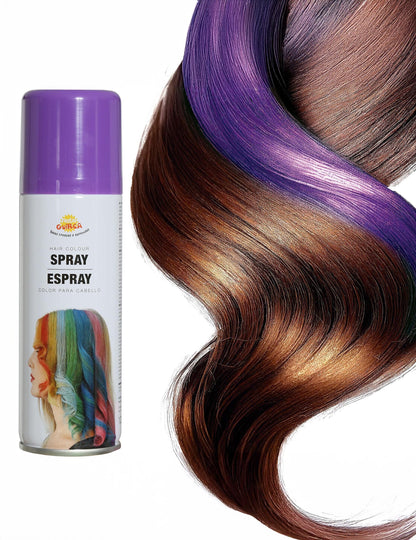 Detalj prikaza ljubičaste boje na pramenu spreja za kosu