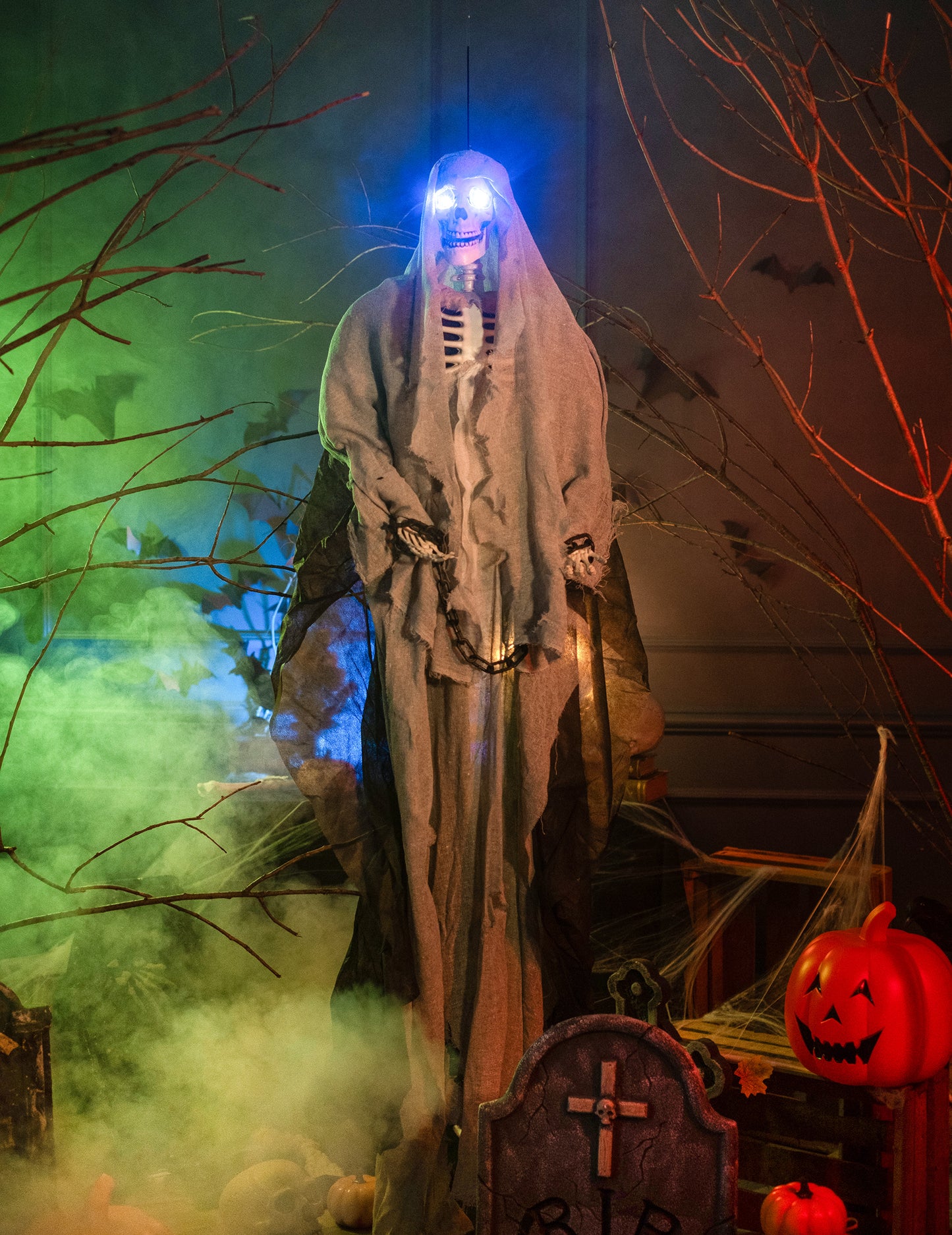Halloween sivi viseći kostur 180 cm