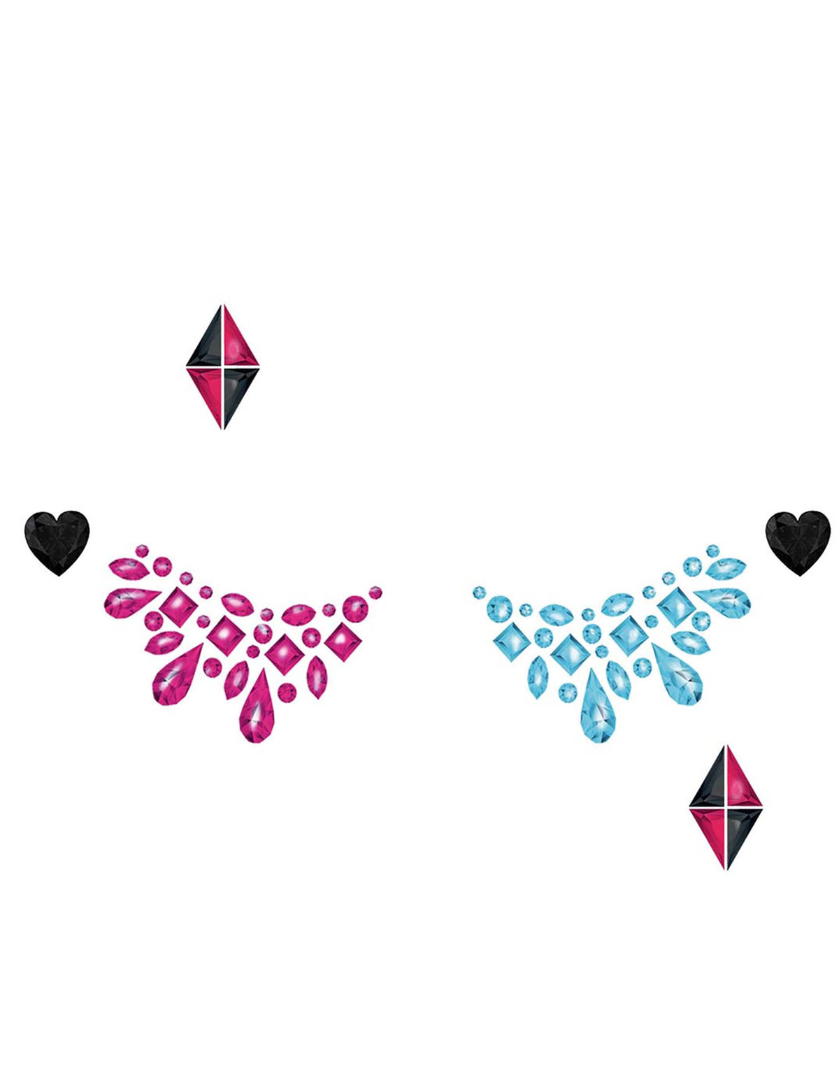 Détail de la disposition des strass adhésifs pour visage dangerous girl
