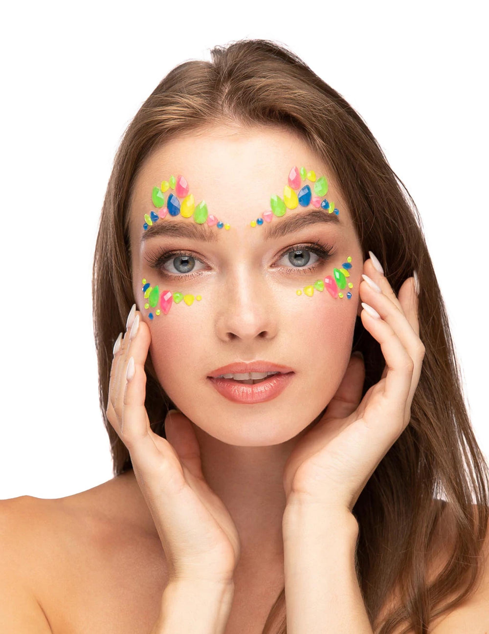 Gros plan sur les strass adhésifs pour visage phosphorescents