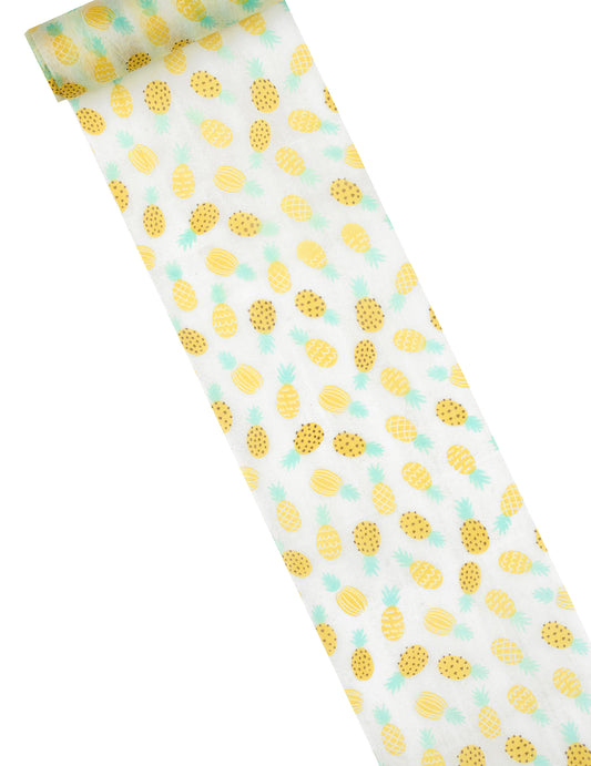 Chemin de table intissé ananas blanc et jaune