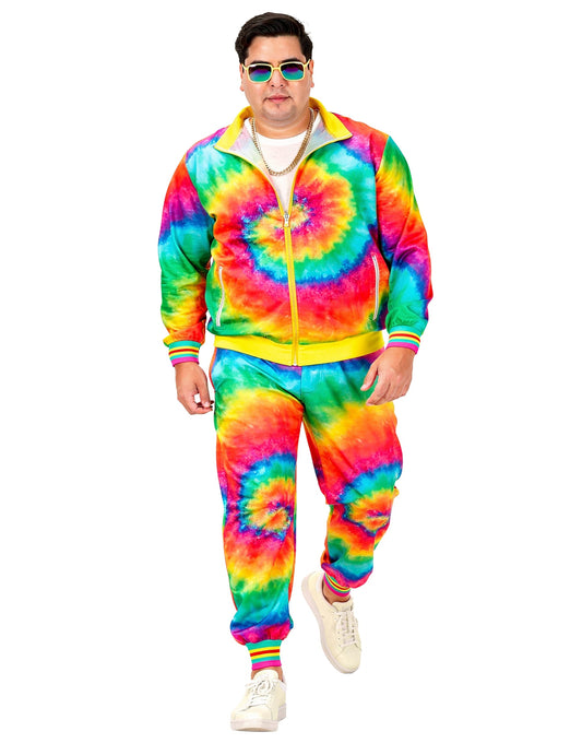 Survêtement Tie and Dye fluo pour adulte multicolore grande taille