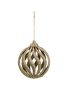Suspension boule ondulée pour sapin dorée et pailletée