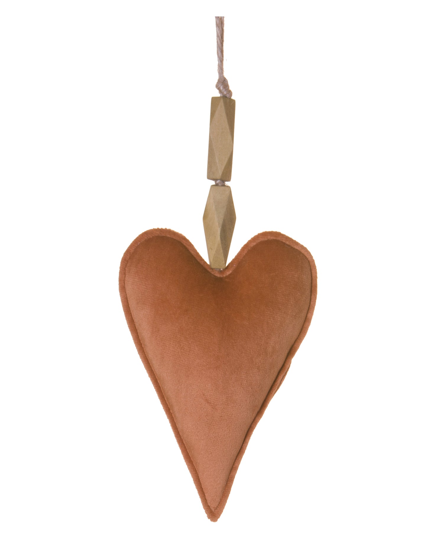 Viseća dekoracija srce od baršuna u terakota boji 15 cm 