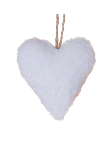 Viseća lampa od bijelog krzna u obliku srca 12 cm polarni ukras