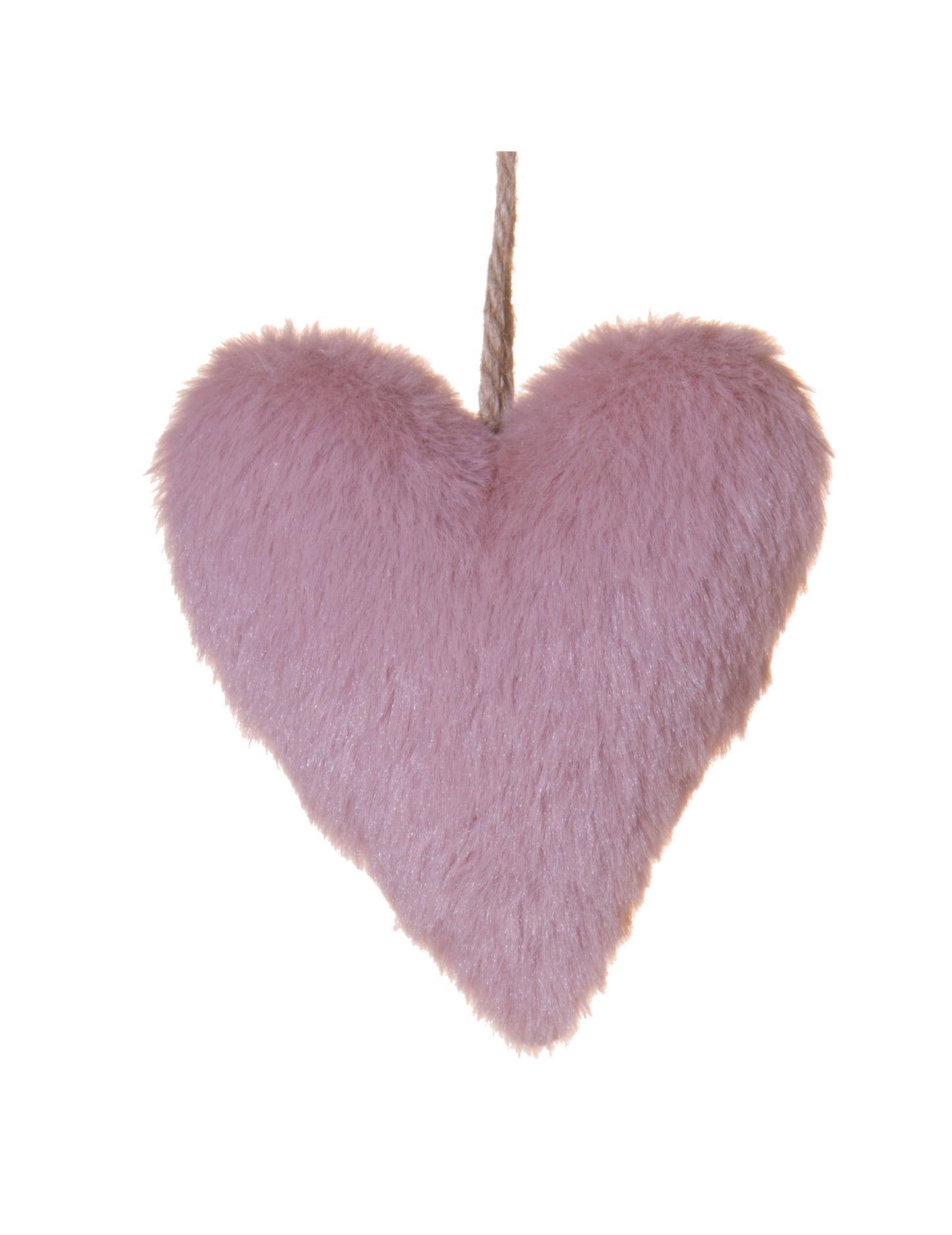 Viseća dekoracija srce od ružičastog krzna 12 cm za božićno drvce 