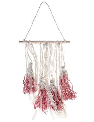 Drveni viseći ukras s crvenim resicama, 24 x 50 cm cm makrame dekor