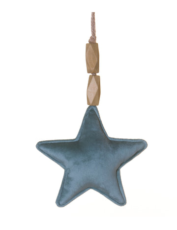 Plavi baršunasti viseći ukras u obliku zvijezde 15 cm 