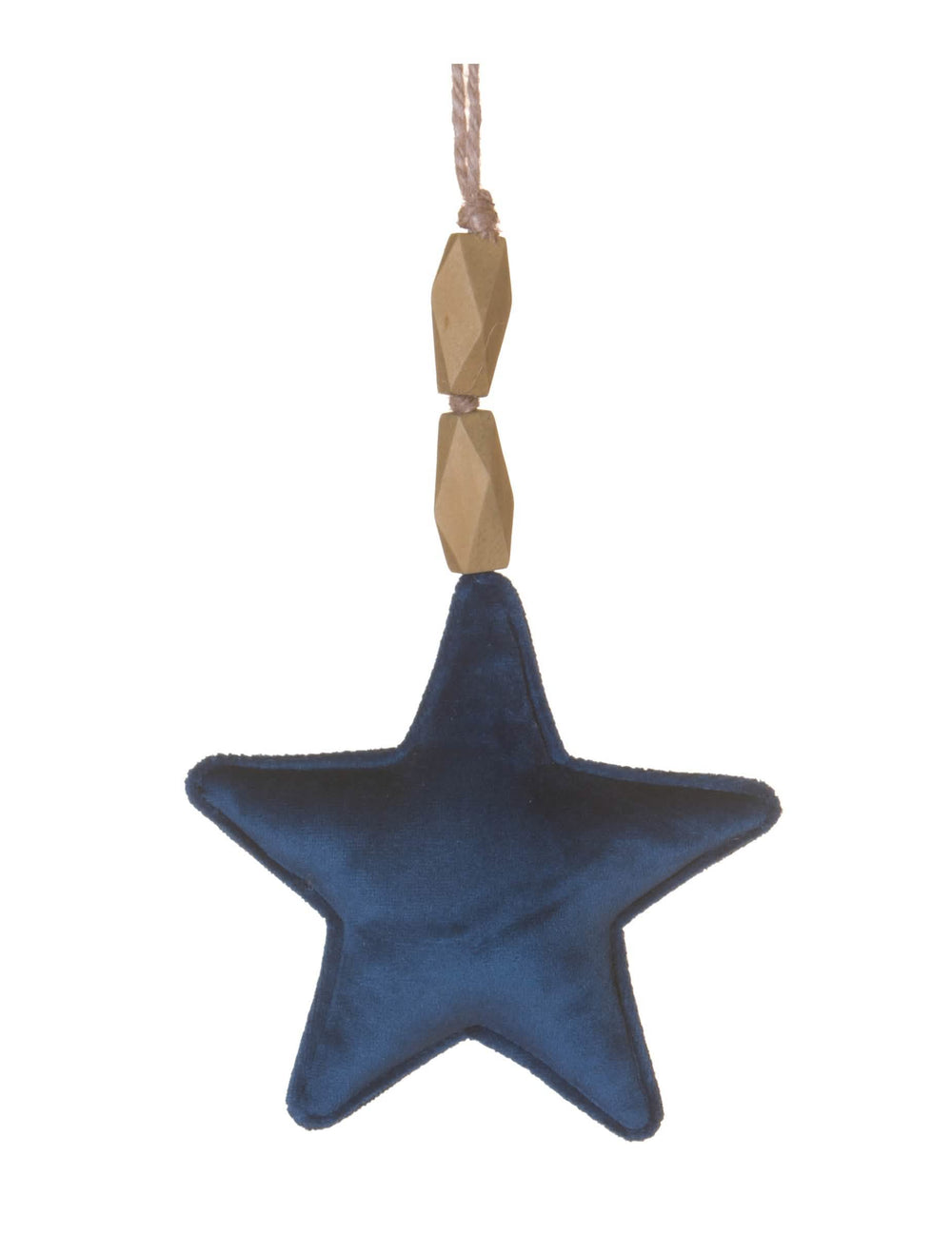 Suspension étoile en velours bleu marine avec perles en bois