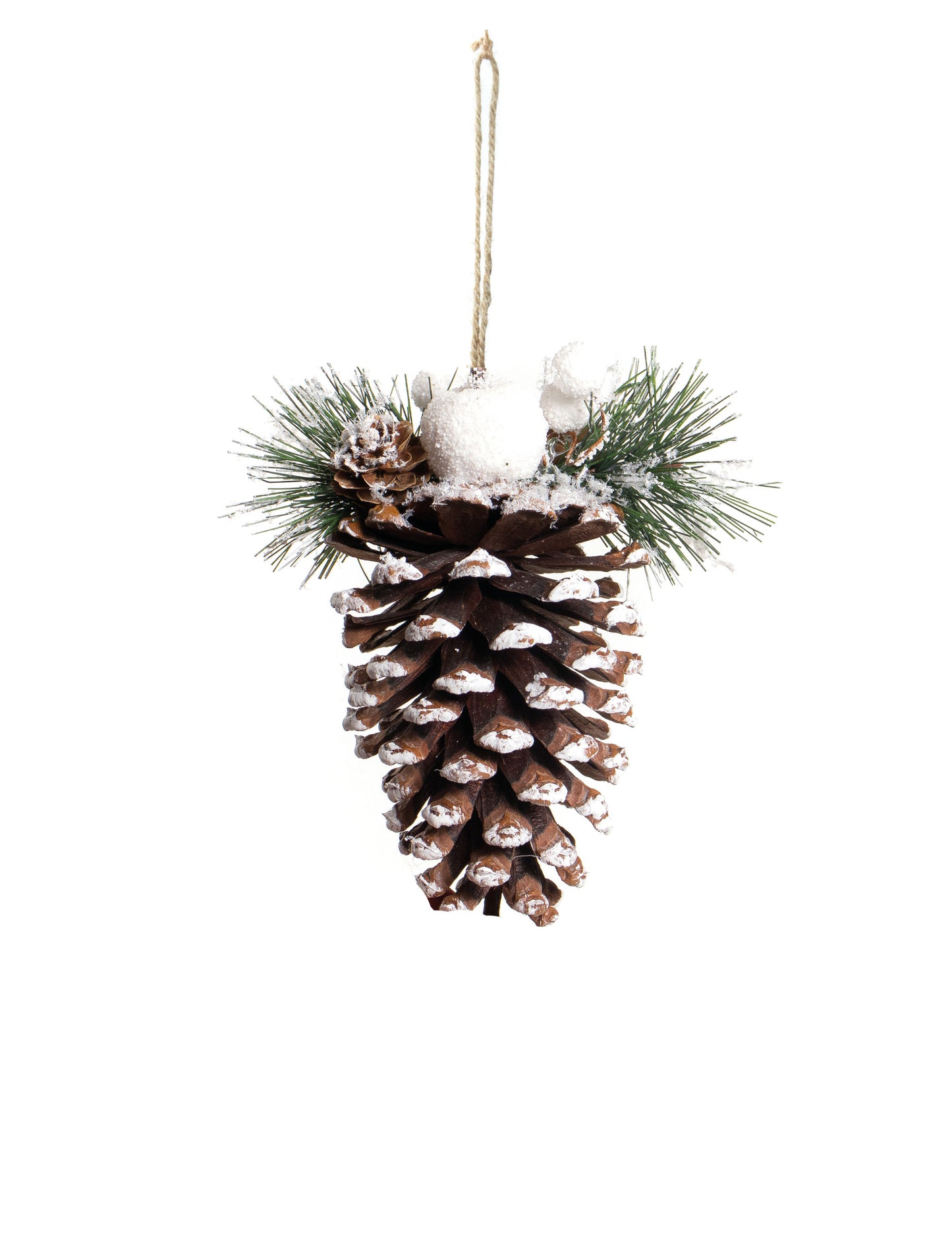 Viseći ukras od snježnobijelog češera 14 cm Božićni ukrasi