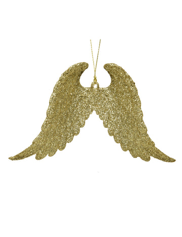 Božićni ukras u obliku anđeoskih krila 10 cm zlatni sjaj