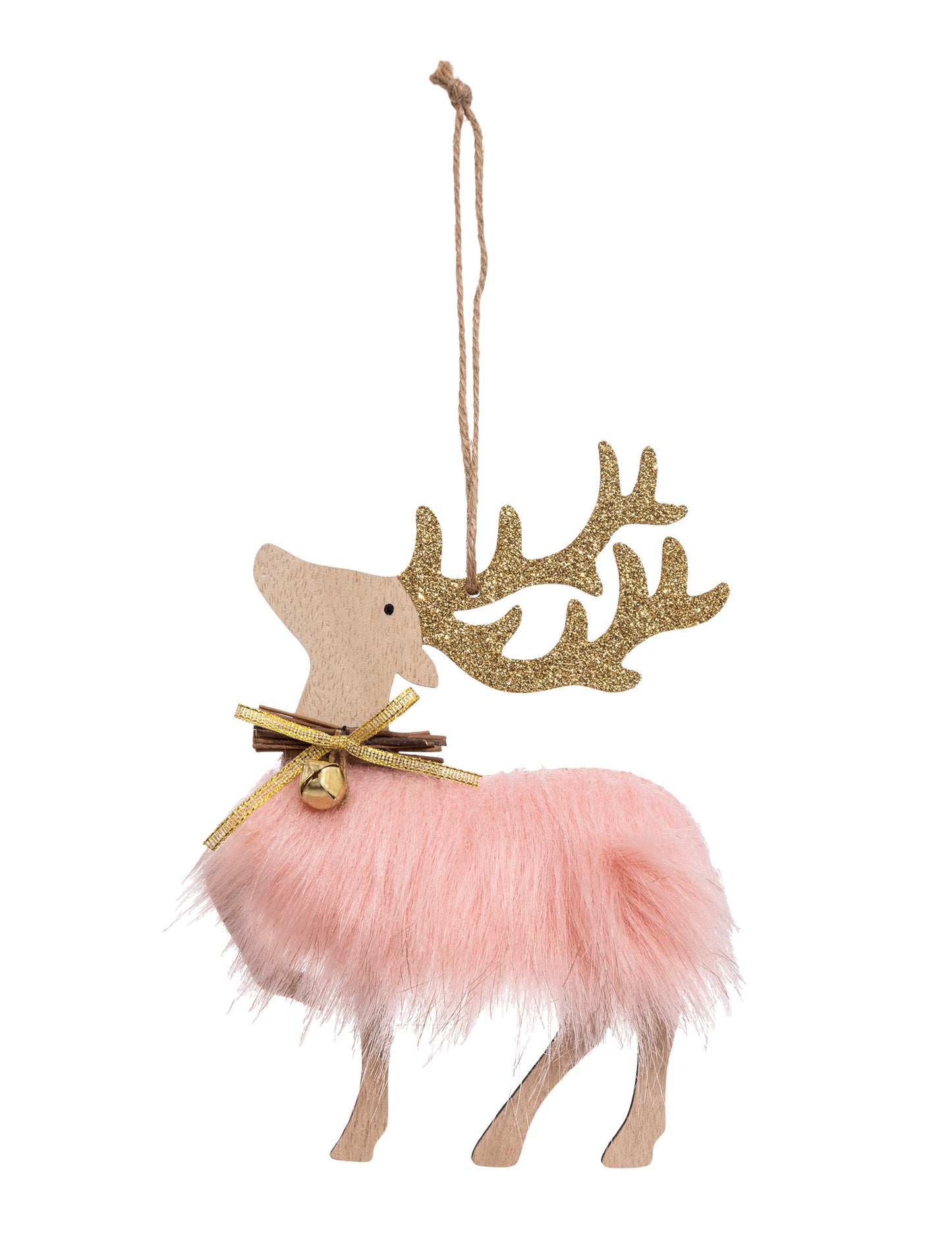 Viseća svjetiljka s vilinskim sobovima 17,5 cm u ružičastoj svjetlucavoj tkanini