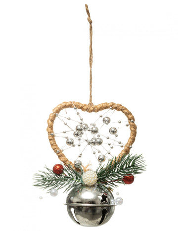 Viseći ukras srce i zvončić 12 cm 