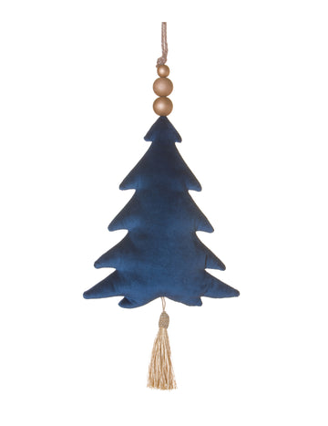 Božićni ukras od tamnoplavog baršuna 22 cm s resicom