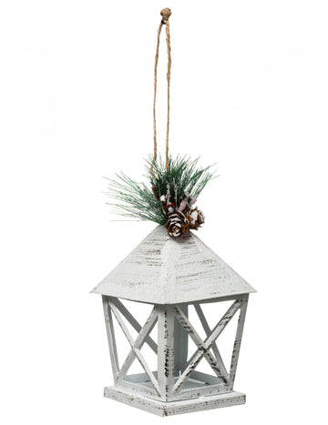 Bijeli lampion za božićno drvce 13,5 cm metal