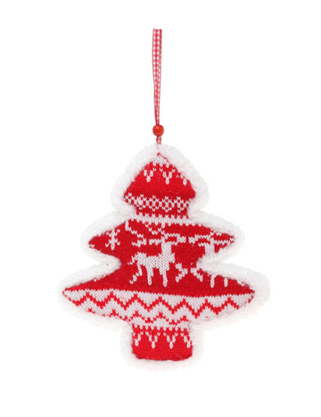 Crveno-bijeli viseći ukras u obliku jelke 20 cm Uzorak za božićni džemper