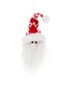 Suspension tête de père noël avec bonnet rouge et blanc tricoté