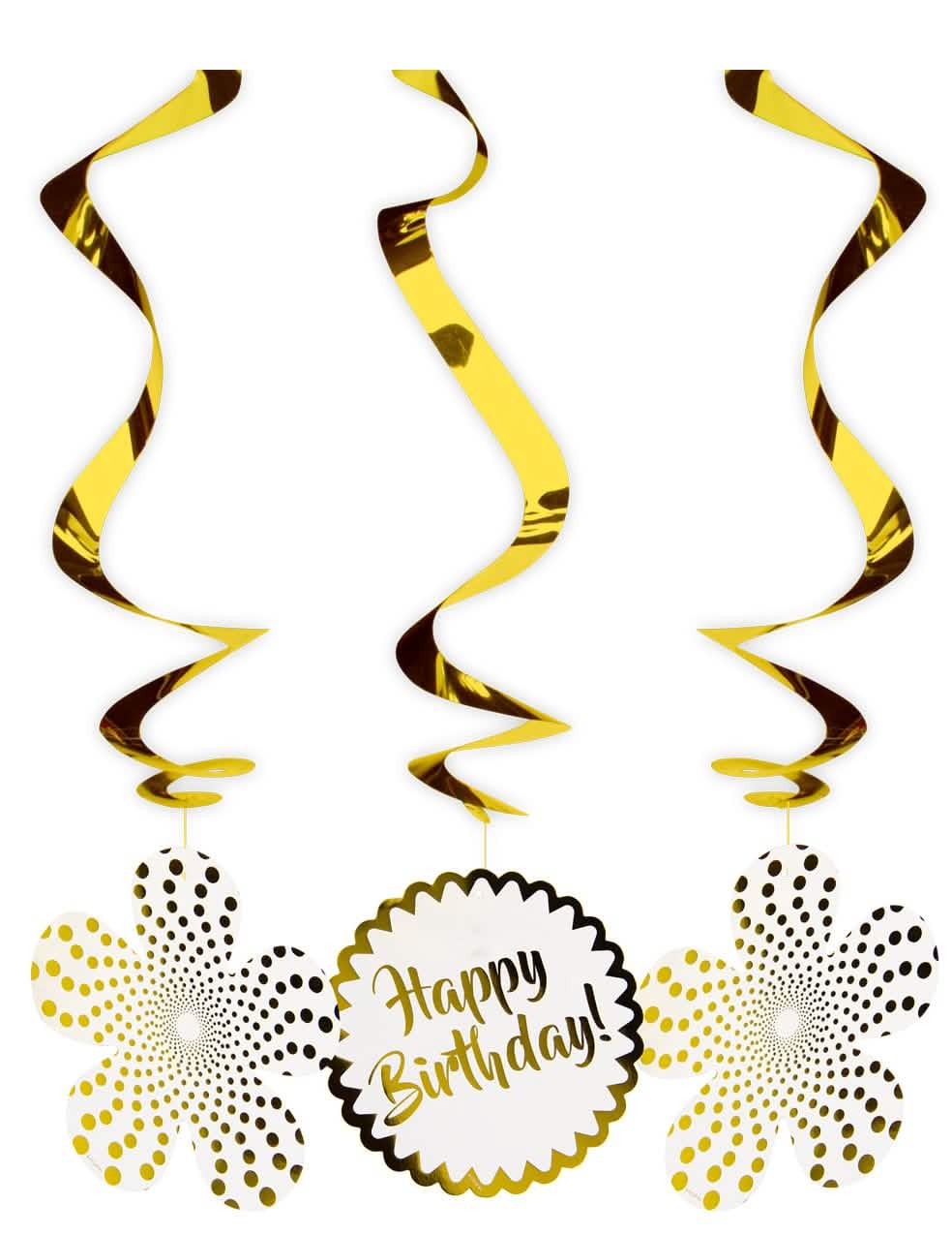 Spiralne viseće dekoracije happy birthday za rođendan zlatne luksuzne