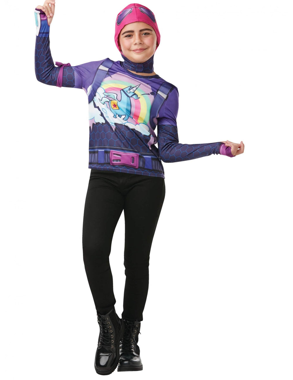 majice i balaclava Brite Bomber Fortnite za tinejdžer ljubičasta i roza s jednorozi duga